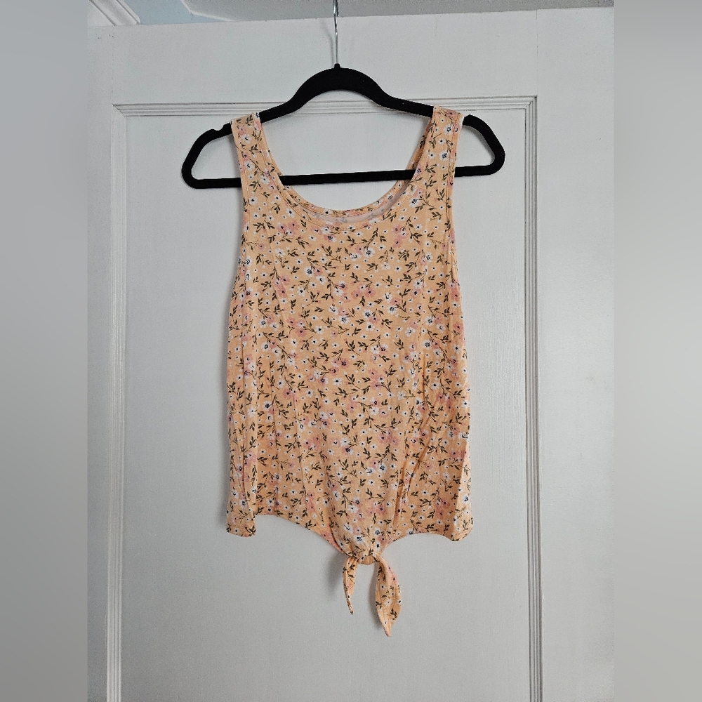 SO Floral Front Tie Tank Top